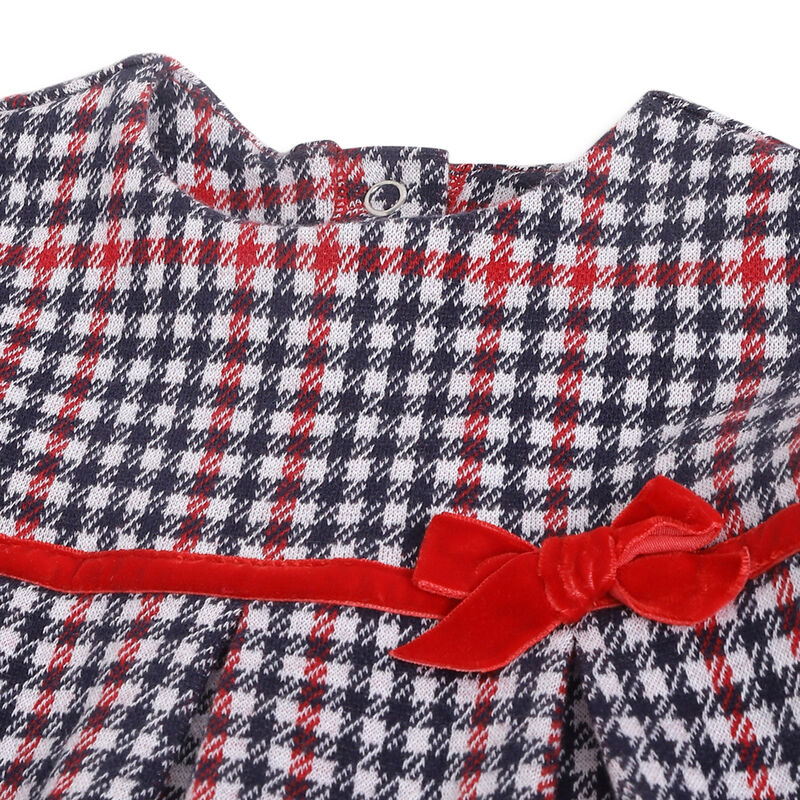 Girls White and Red Checkered Long Sleeve Dress image number 2